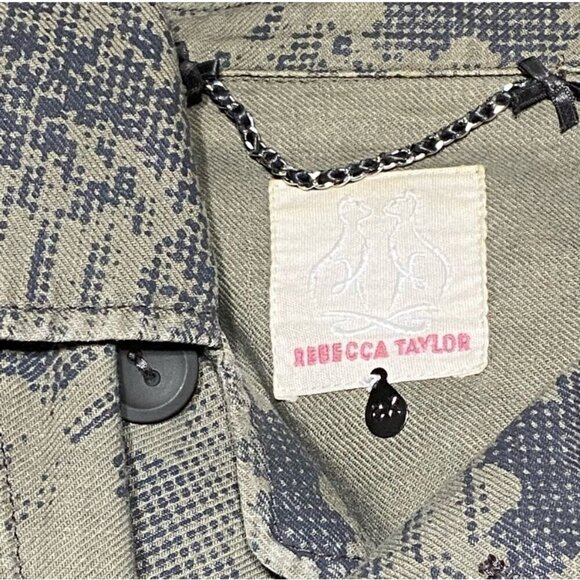 Rebecca Taylor Digital Print Snakeskin Olive Military Jacket Size XS - Picture 2 of 9